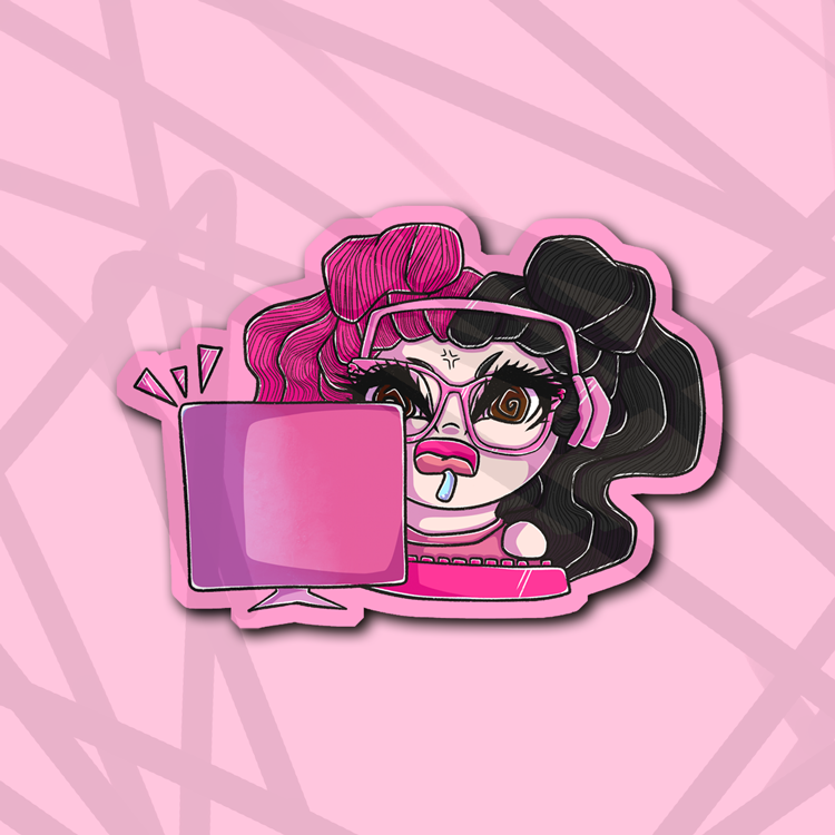 Pink Gamer Girl (LS) Die Cut