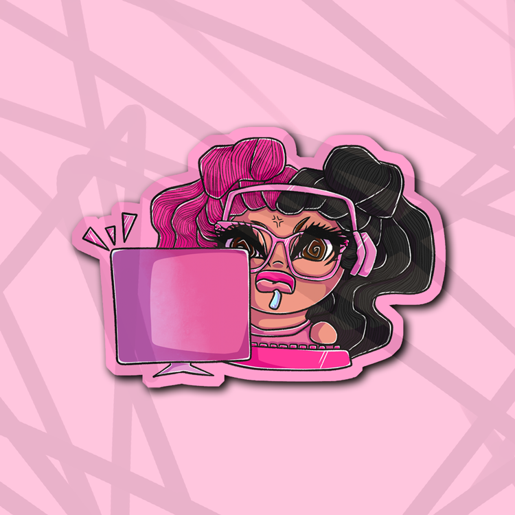 Pink Gamer Girl (MS) Die Cut