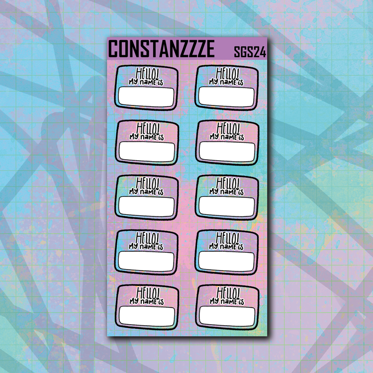 Pastel Pattern Name Tag Sticker Sheet