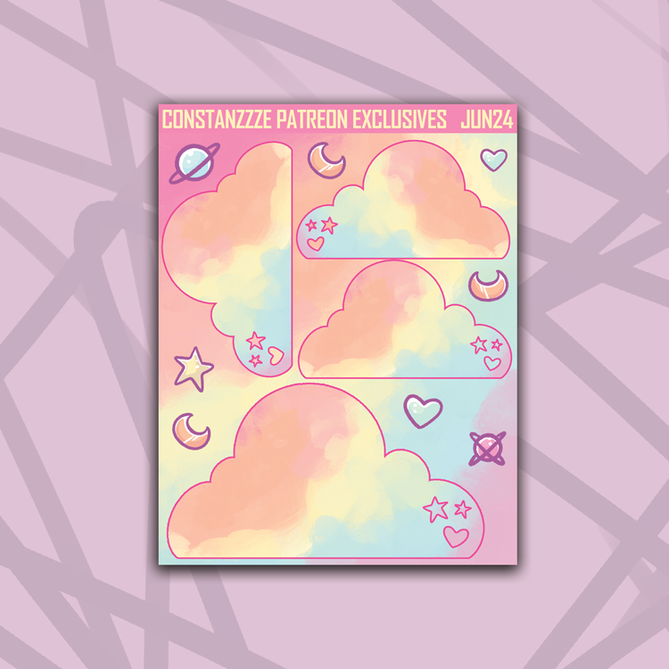 Pastel Clouds Cloud Cutout Deco Sticker Sheet