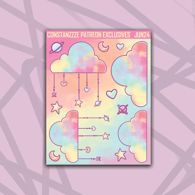 Pastel Clouds Dangle Cloud Deco Sticker Sheet