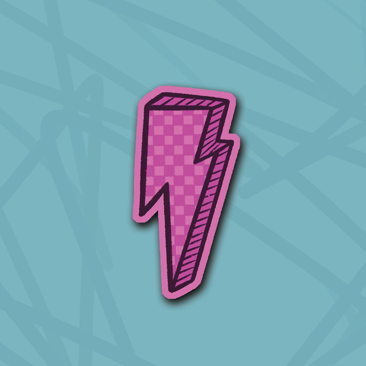 Purple Pink Checker Bolt Die Cut