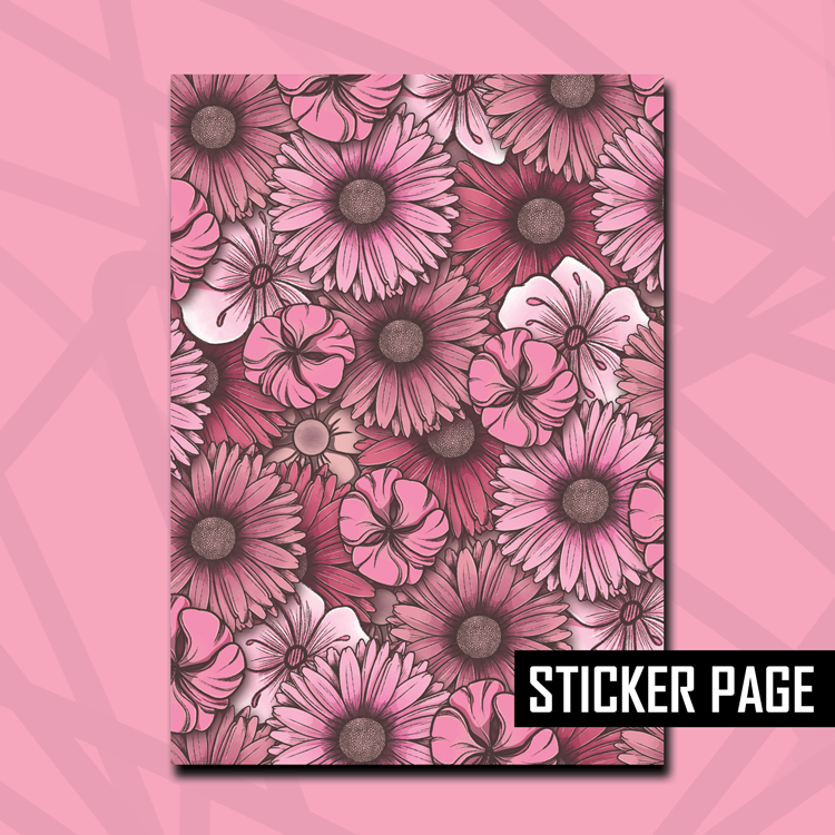 Pink Floral Sticker Page