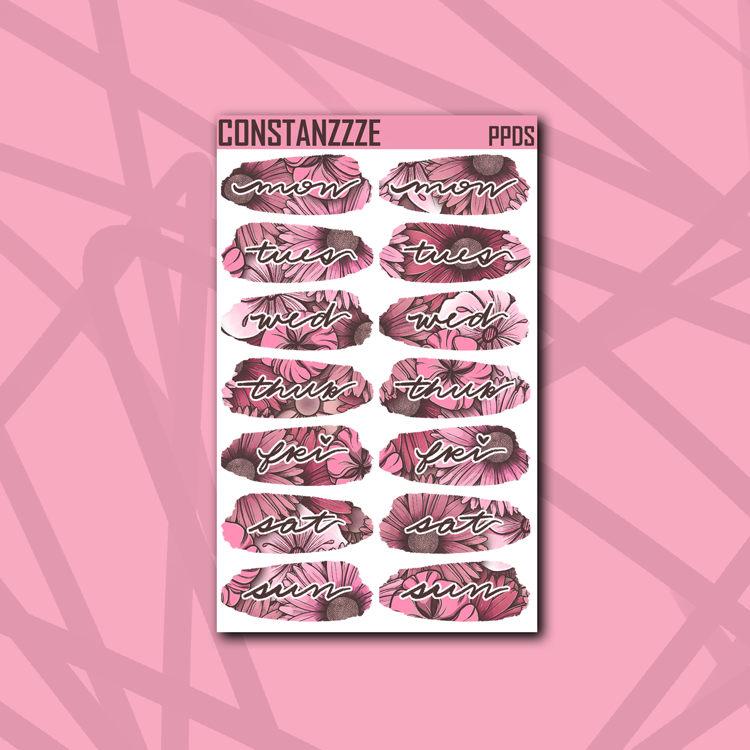 Pink Poke Floral Day Swatch Sticker Sheet