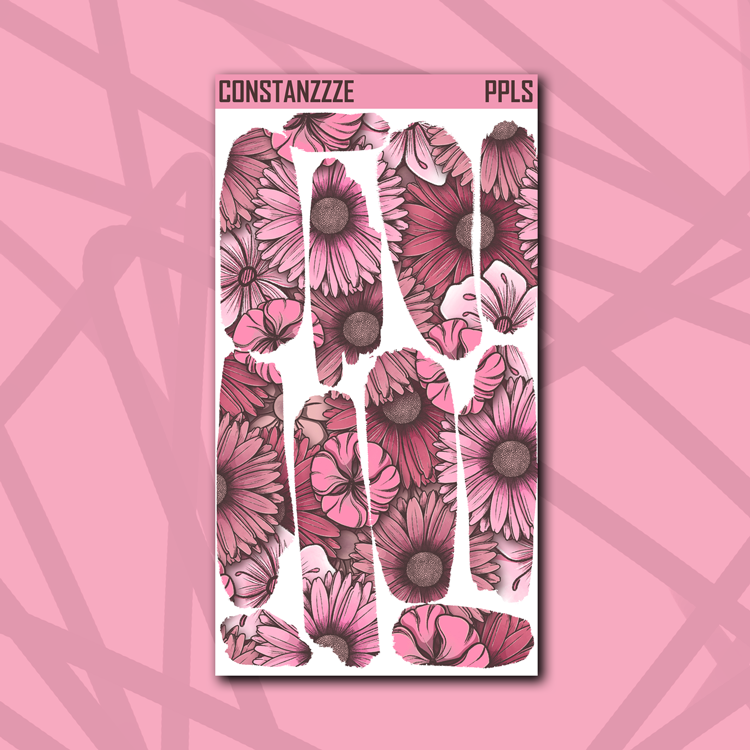 Pink Poke Floral Large Swatch Sticker Sheet