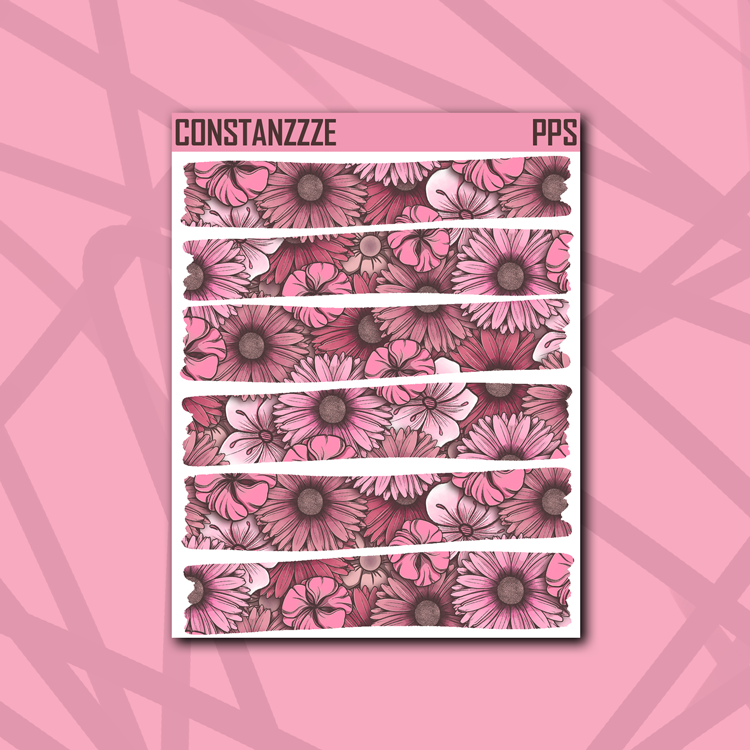 Pink Poke Floral Strippies Sticker Sheet