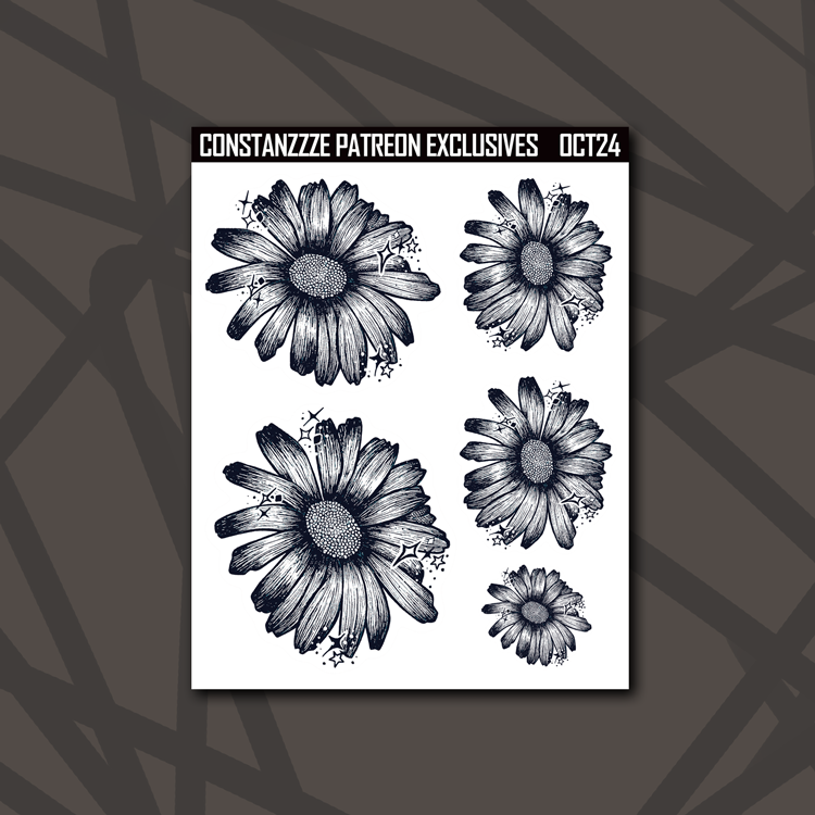 Inktober Daisy Deco Sticker Sheet