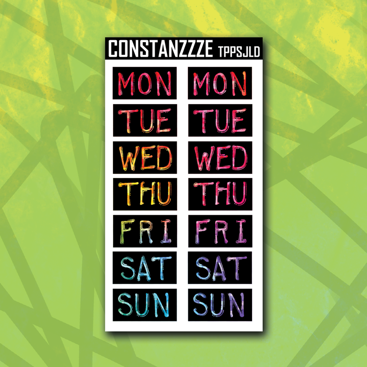 Jumbo Planner Party Label Days of the Week Sticker Sheet