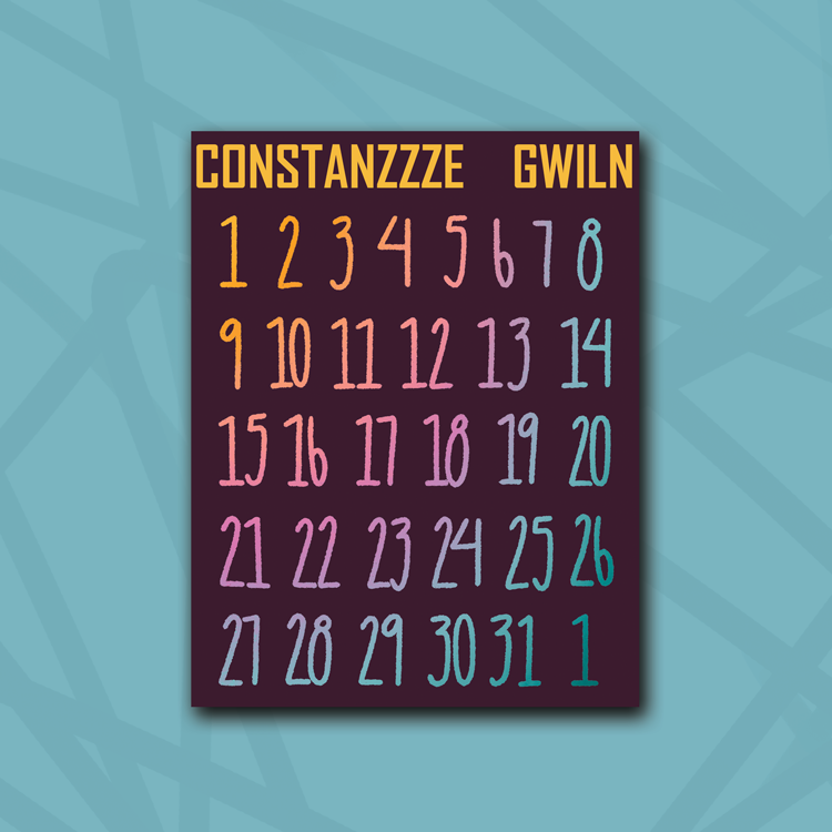 Race to Wild Large Number Sticker Sheet (plum purple background)