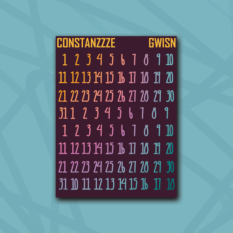Race to Wild Small Number Sticker Sheet (plum purple background)
