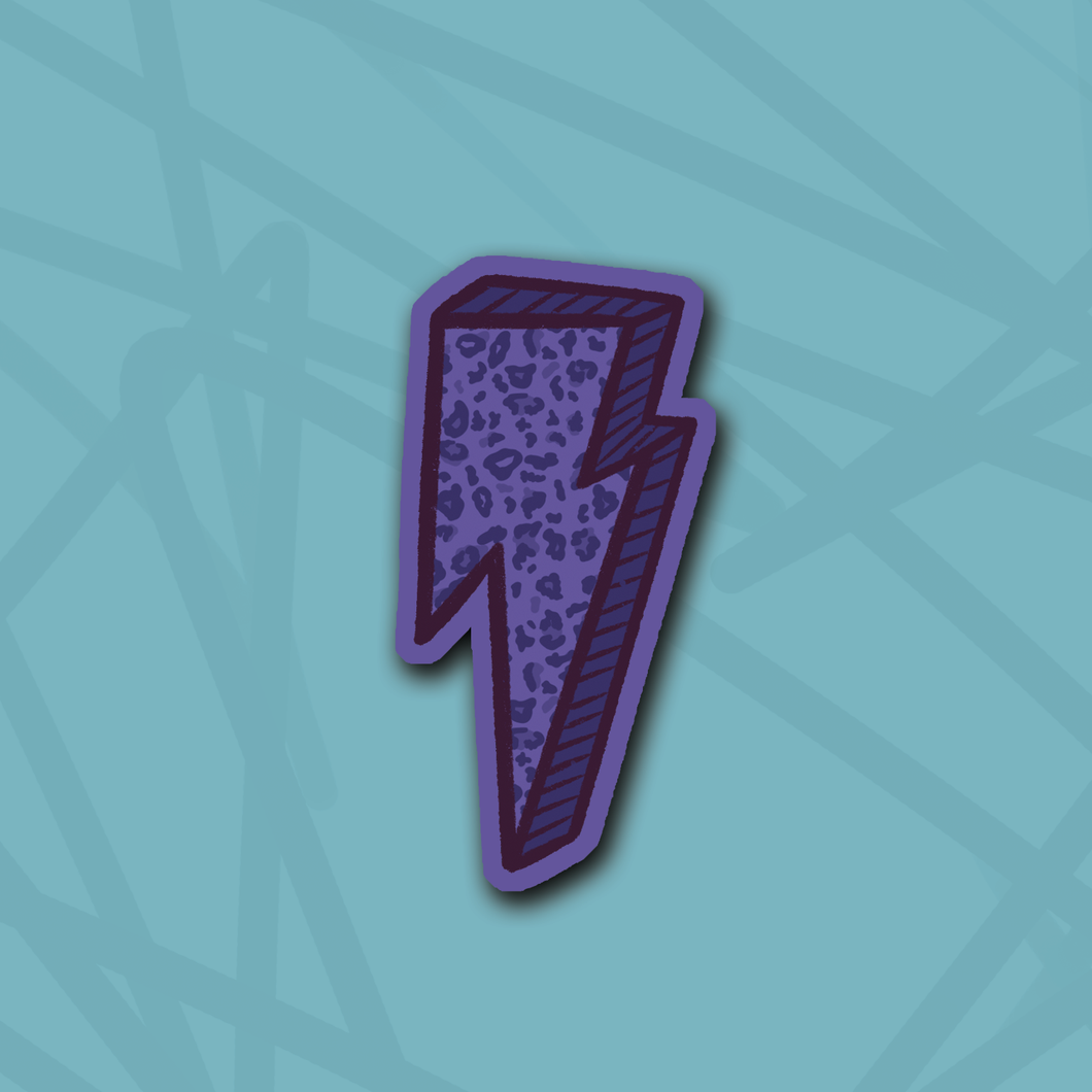 Purple Blue Leopard Bolt Die Cut