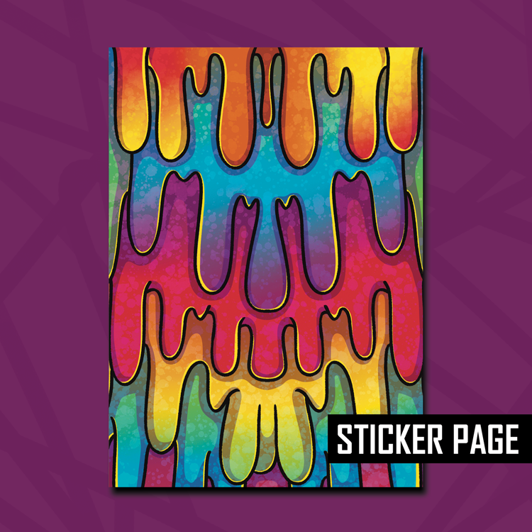 Rainbow Splatter Drip Sticker Page