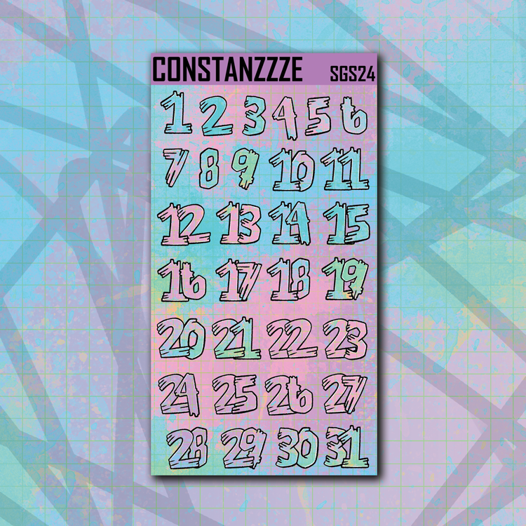 Pastel Pattern Large Zombie Number Sticker Sheet