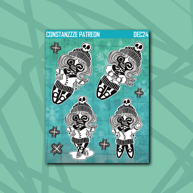 Spooky Winter Skull Witch Deco Sticker Sheet