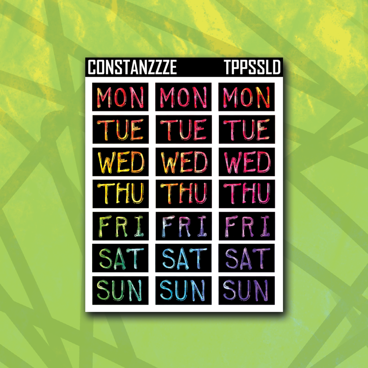 Planner Party Label Days of the Week Sticker Sheet