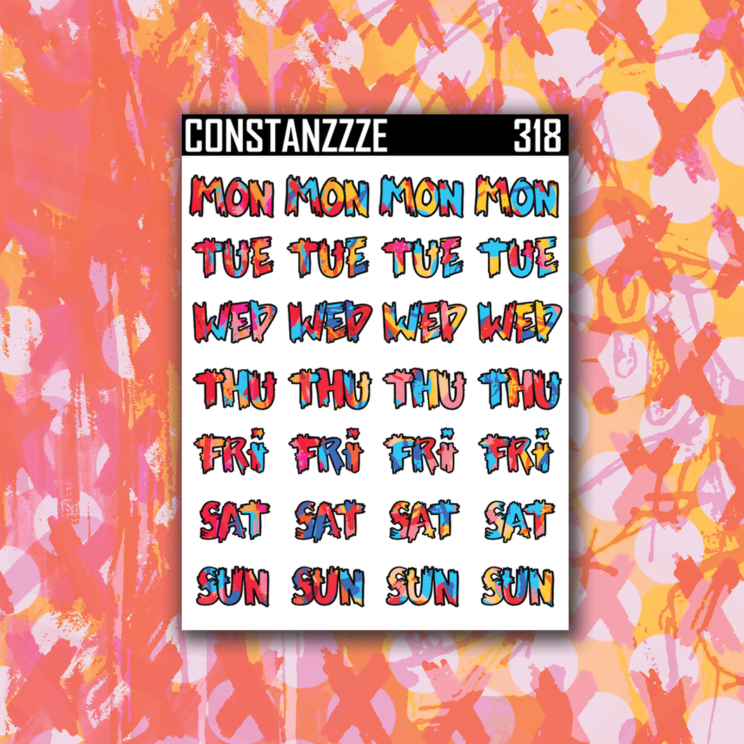 318 Small Zombie Days of the Week Sticker Sheet