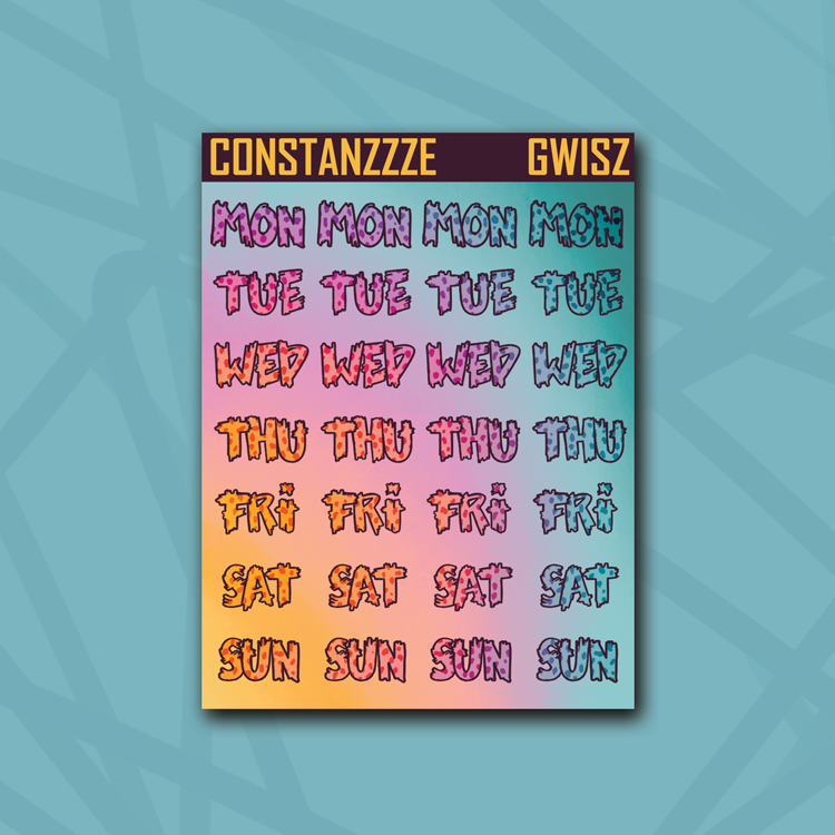 Race to Wild Cheetah Small Zombie Days of the Week Sticker Sheet