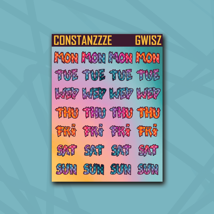 Race to Wild Small Checker Small Zombie Days of the Week Sticker Sheet