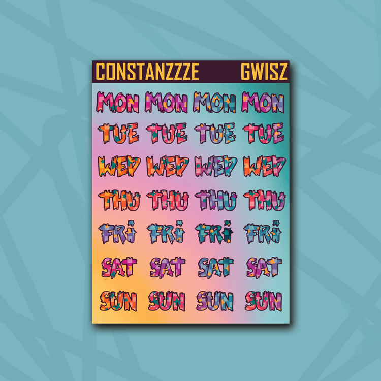Race to Wild Star Checker Small Zombie Days of the Week Sticker Sheet