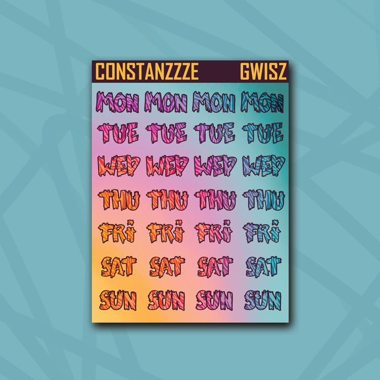 Race to Wild Zebra Small Zombie Days of the Week Sticker Sheet