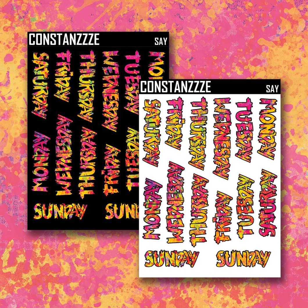 Jumbo Spooky All Year Splatter Zombie Full Days of the Week Sticker Sheet