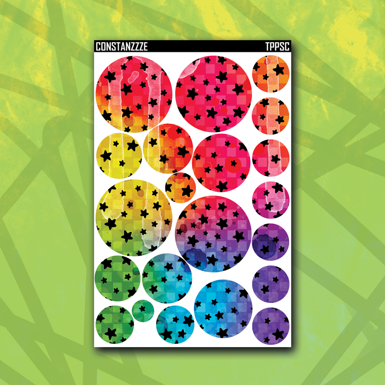 Rainbow Star Checker Circle Sticker Sheet