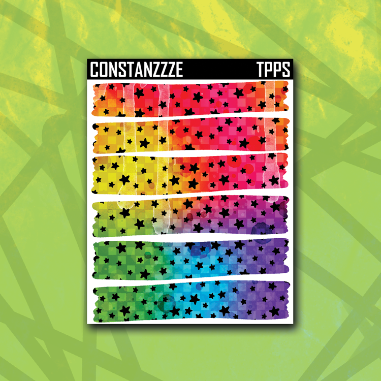 Rainbow Star Checker Strippies Sticker Sheet