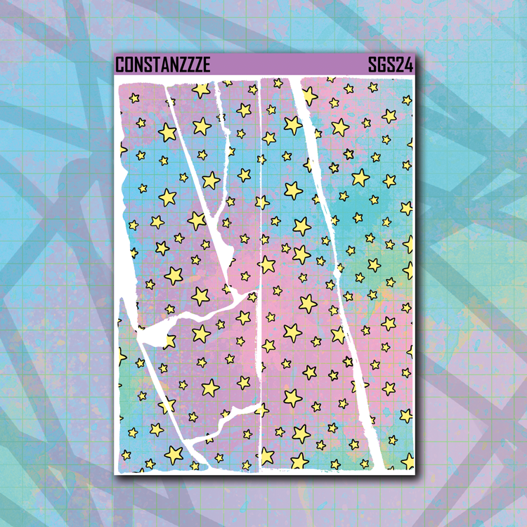 Jumbo Pastel Star Rippies Sticker Sheet