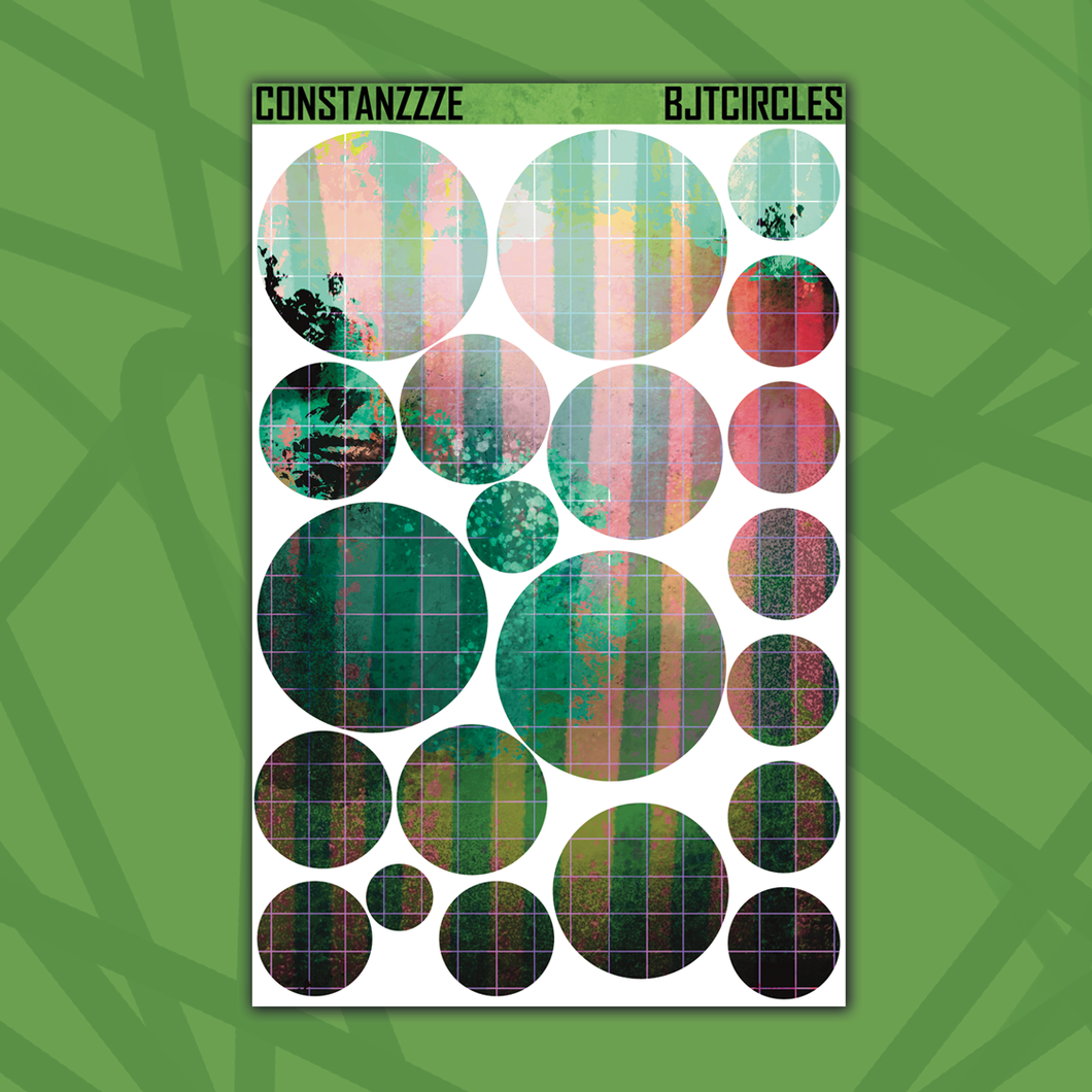 Beetle 🧃 Green Pattern Circle Sticker Sheet