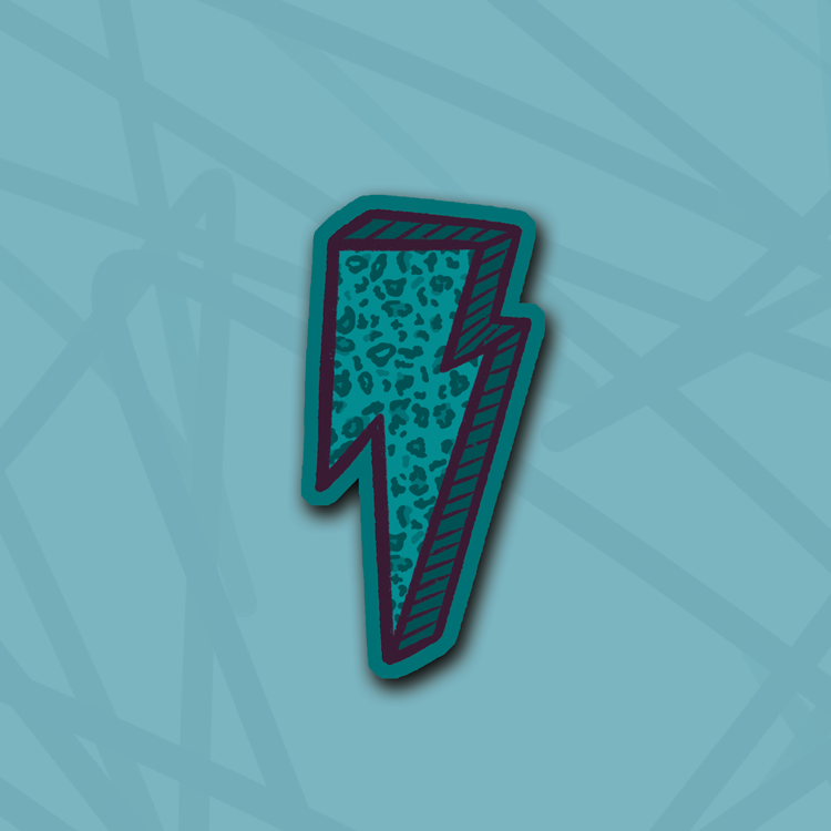 Teal Leopard Bolt Die Cut