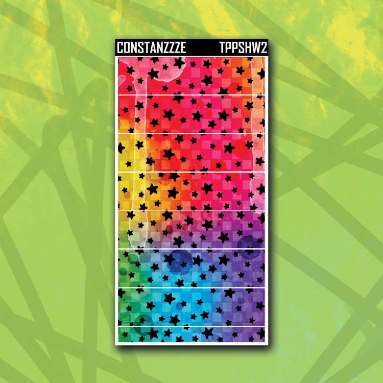 Rainbow Star Checker Hobonichi Weeks Thick Washi Strip Sticker Sheet