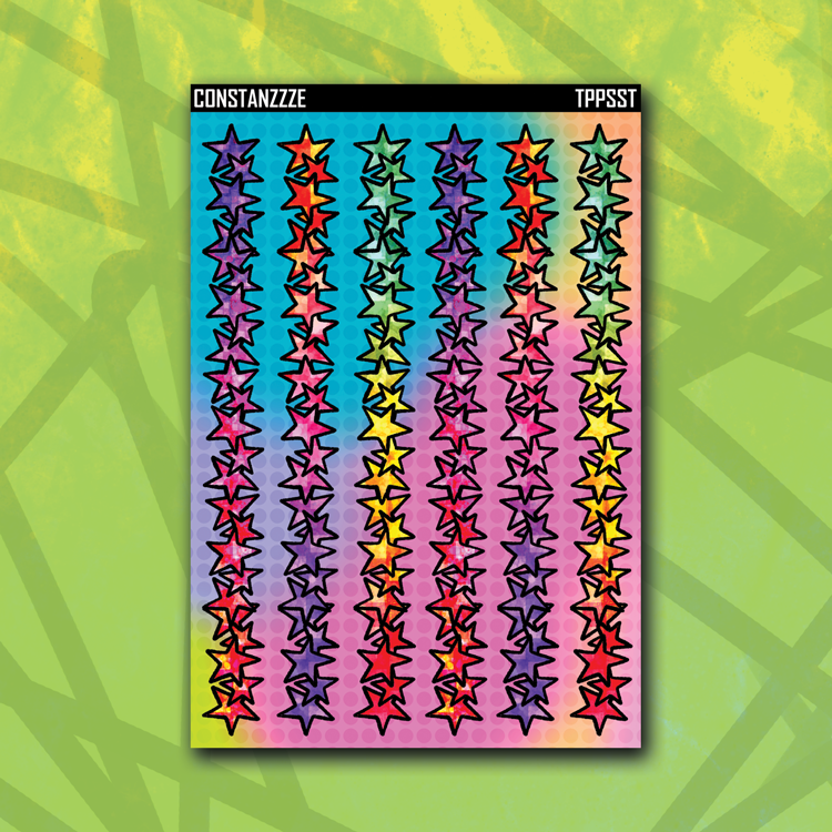 Rainbow Party Long Star Strip Sticker Sheet