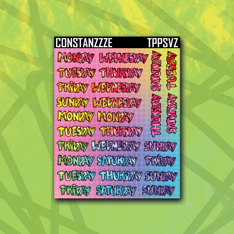 Planner Party Vertical Zombie Full Days of the Week Sticker Sheet
