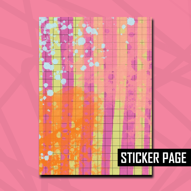 Warm Stripe Splatter Sticker Page