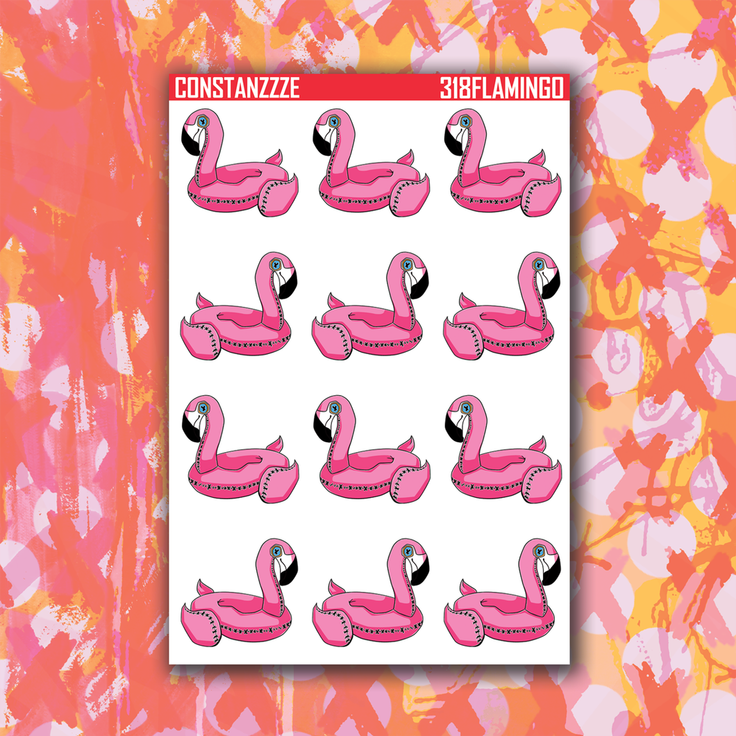 318 Flamingo Floatie Sticker Sheet