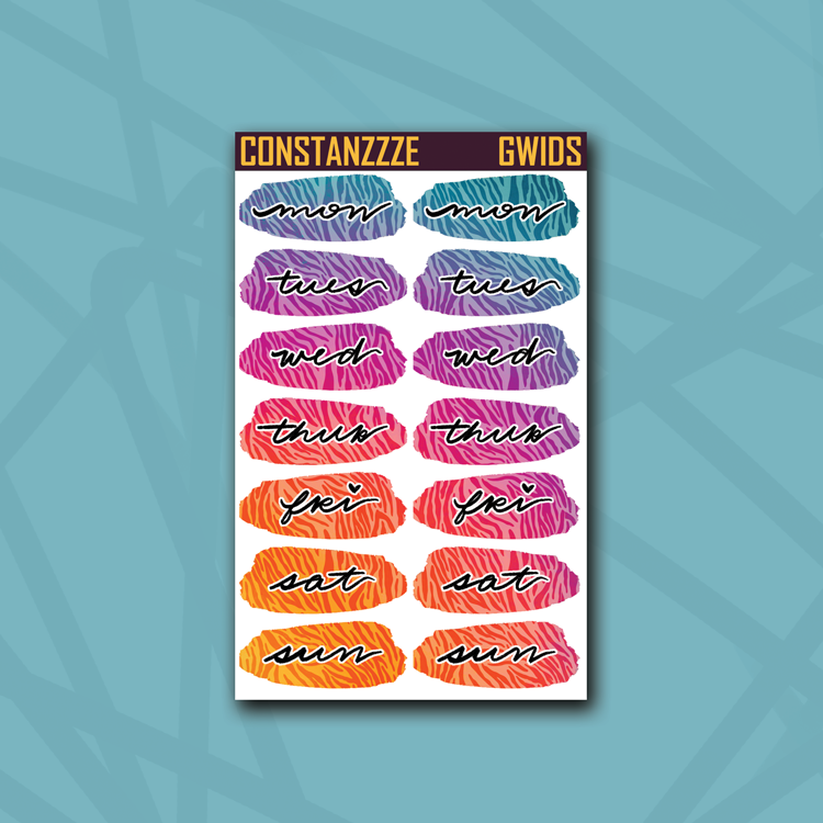 Race to Wild Zebra Day Swatch Sticker Sheet