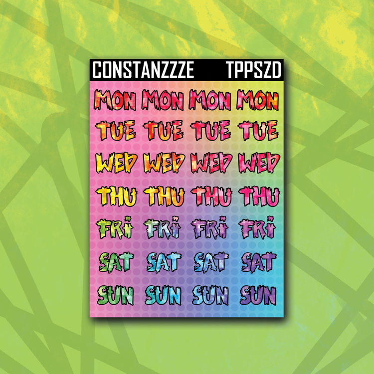 Planner Party Small Zombie Days of the Week Sticker Sheet