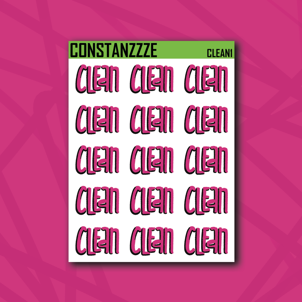 Pink Clean Lettering Sticker Sheet