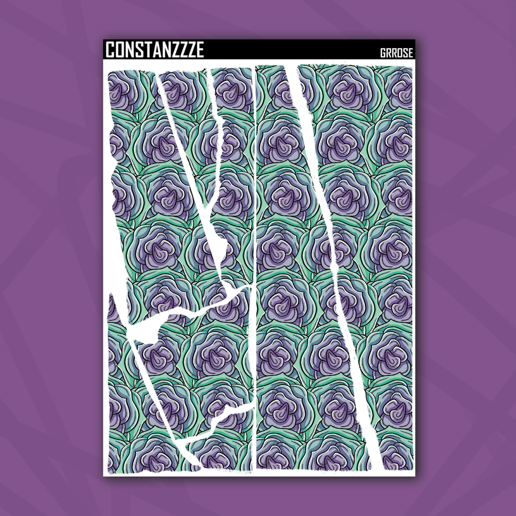 Jumbo Teal and Purple Rose Rippies Sticker Sheet