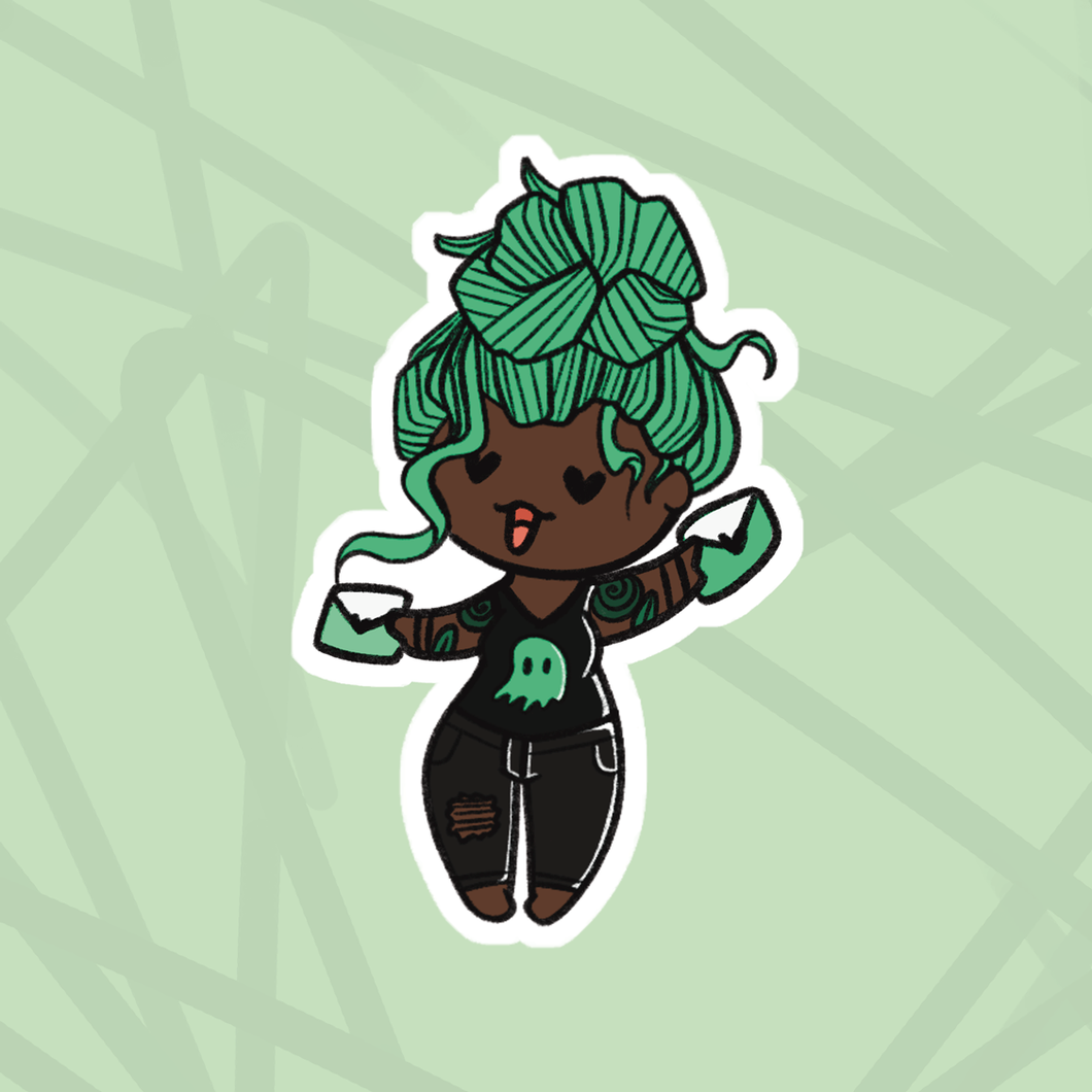 Edgy Chibi Happy Mail Die Cut (Dark Skin Tone)