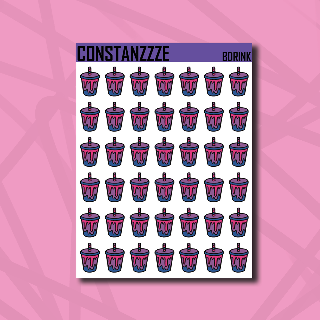 Bi Pride Drippy Drinkie Sticker Sheet