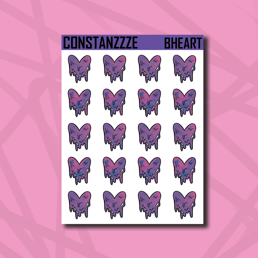 Bi Pride Drippy Heart Sticker Sheet