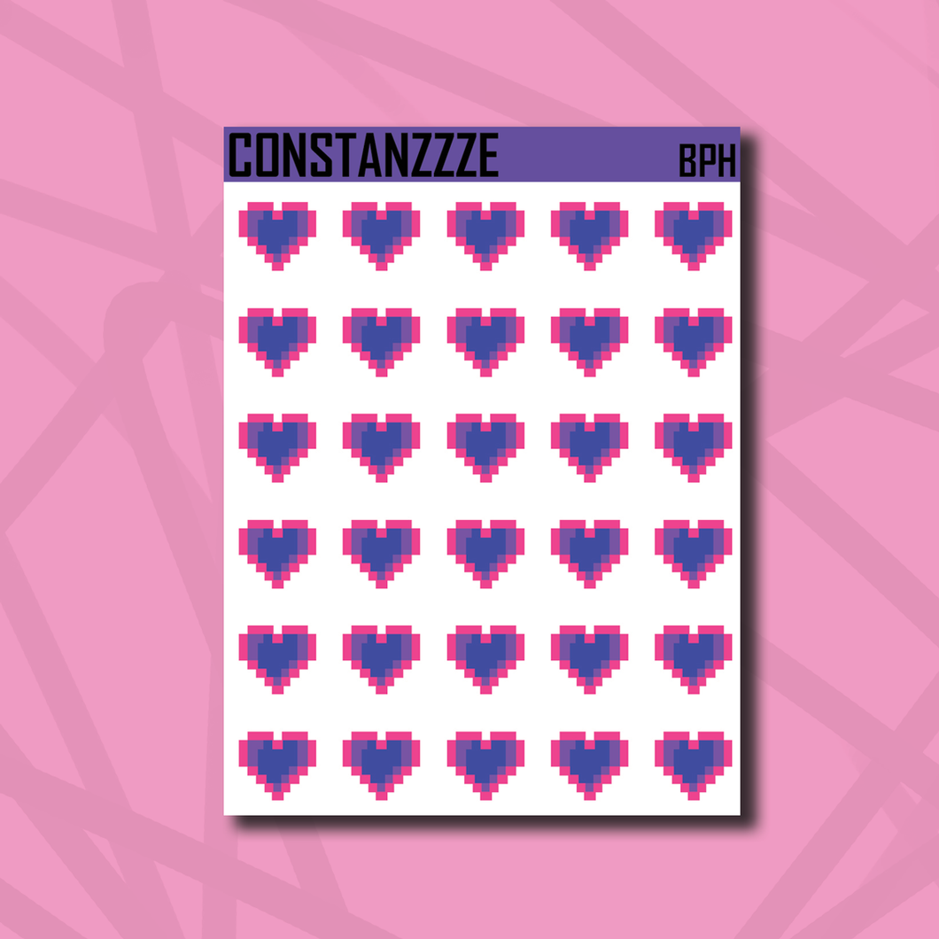 Bi Pixel Heart Sticker Sheet
