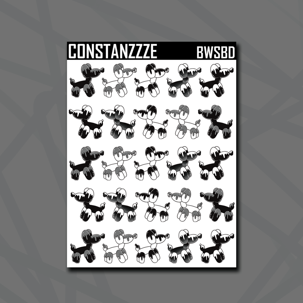 Black and White Balloon Doggie Sticker Sheet