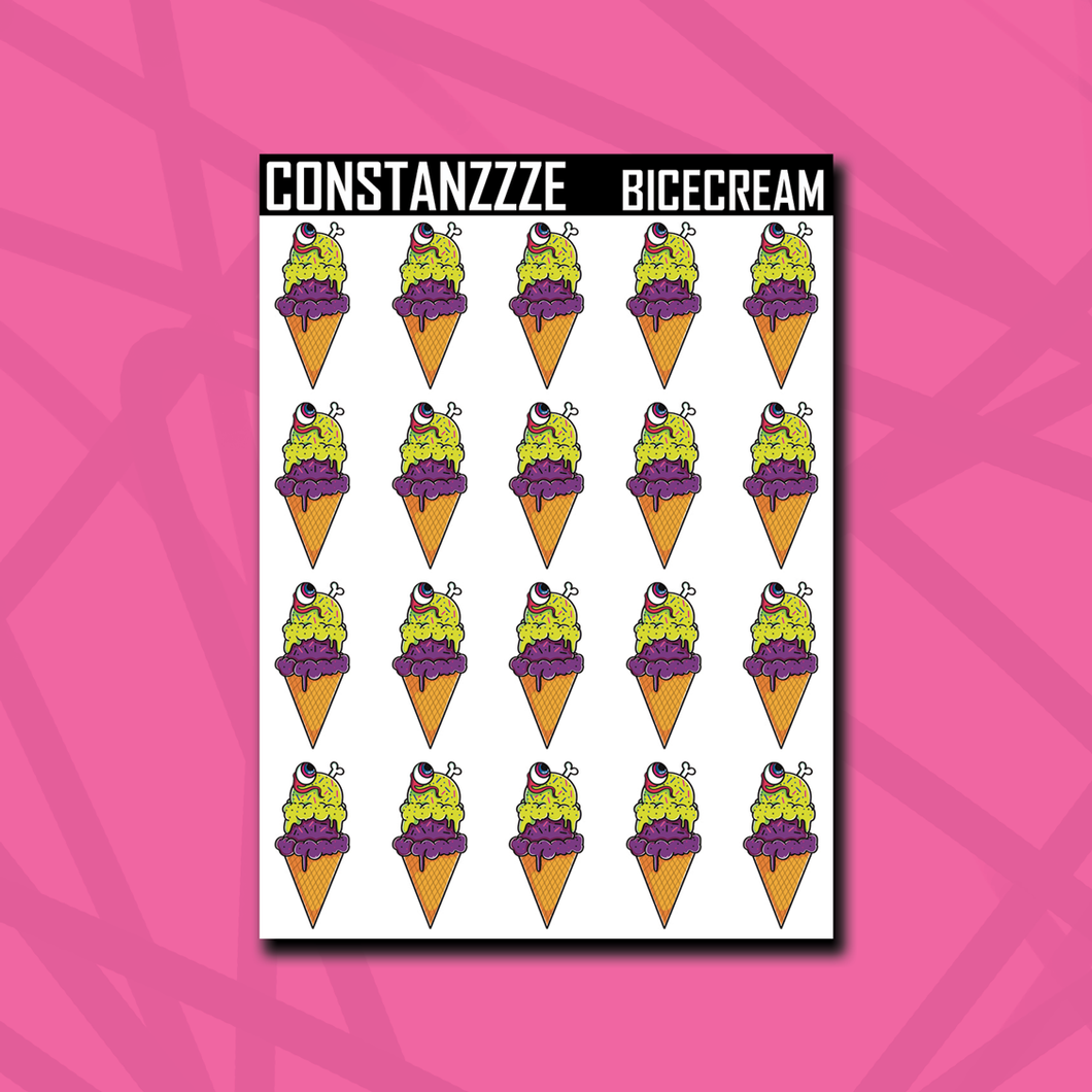 Bright Spooky Ice Cream Cone Sticker Sheet