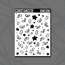 Load image into Gallery viewer, Black and White Celebration Confetti Sticker Sheet
