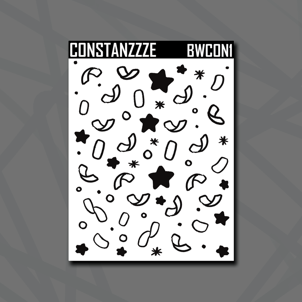 Black and White Celebration Confetti Sticker Sheet