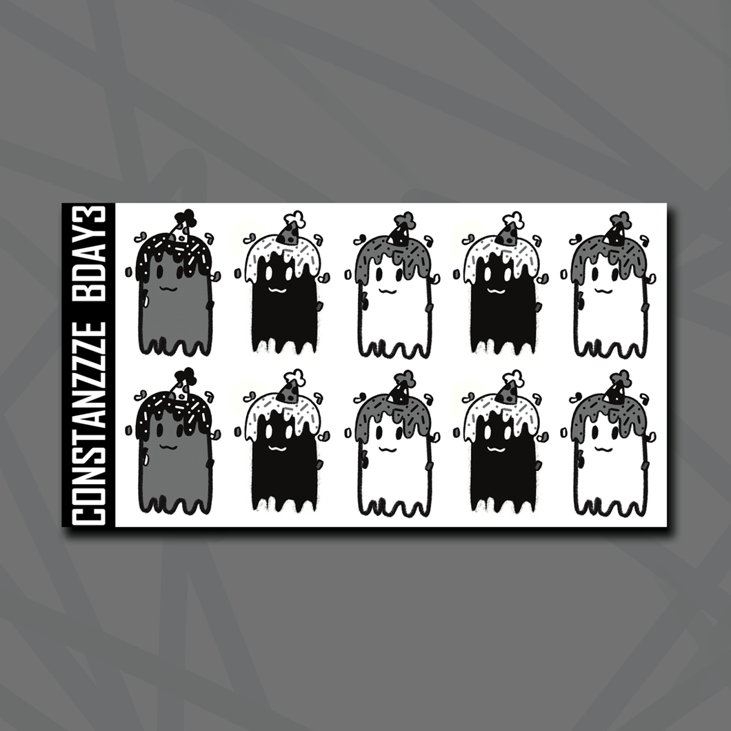 Black and White Celebration Ghostie Notes Sticker Sheet
