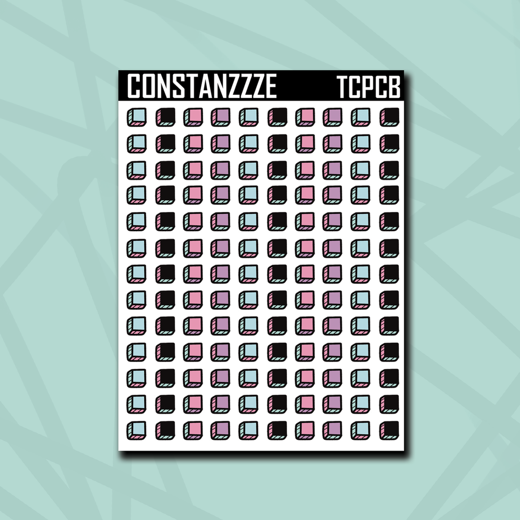 Cool Pastel Celebration Tiny 3D Check Box Sticker Sheet