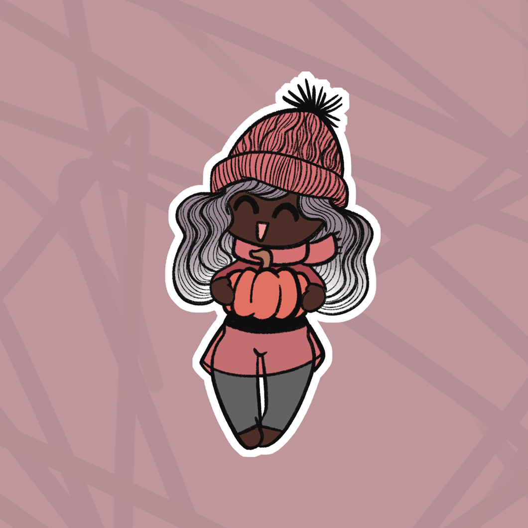 Fall Chibi Die Cut (Dark Skin Tone)